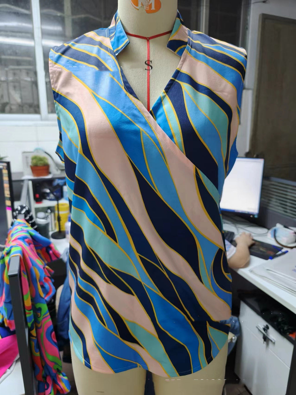 Summer V-neck Seaside Atmosphere Top Shirt