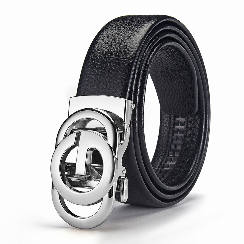 Embossed Hollow-out Genuine Leather Belt