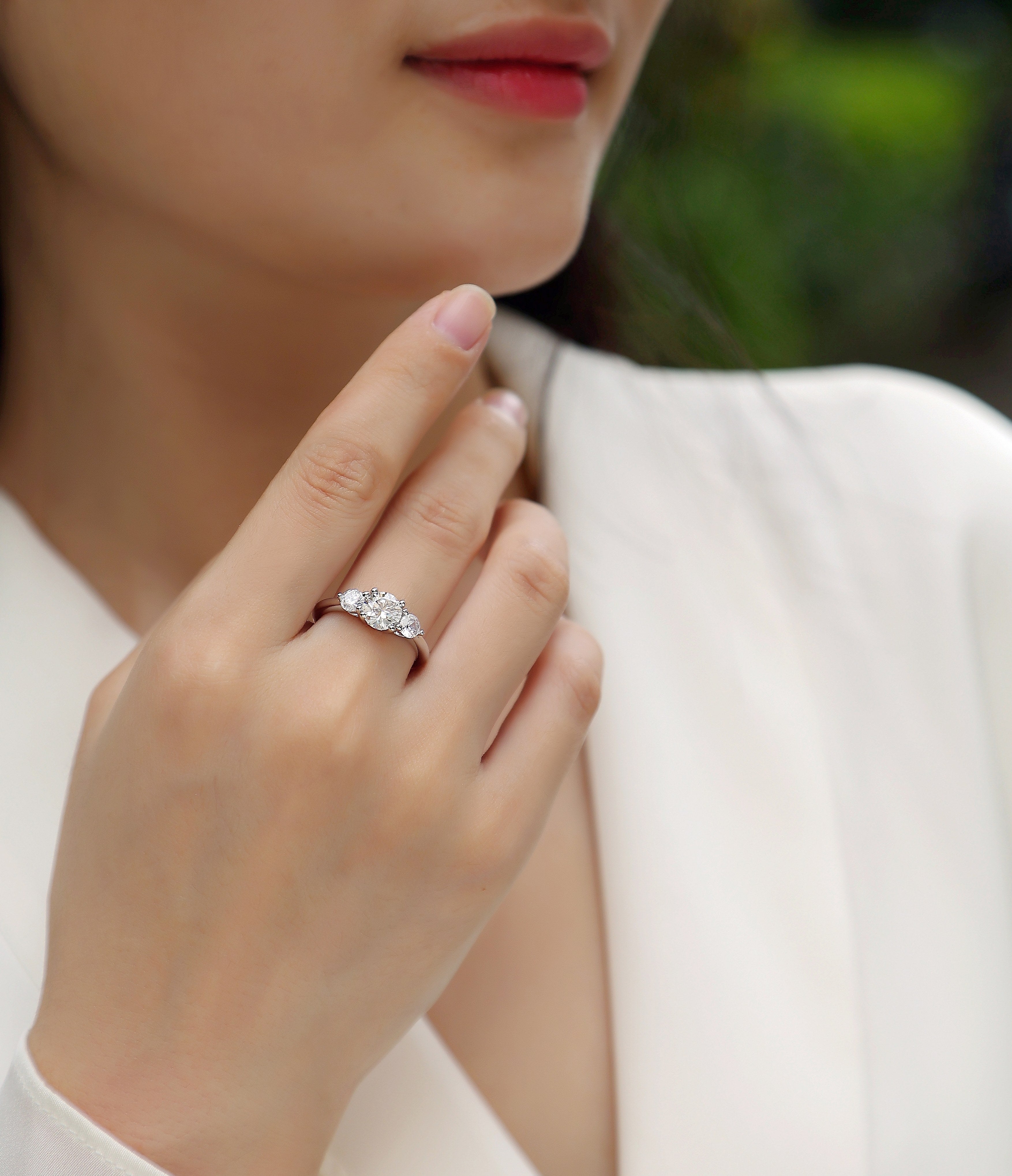 Time Prelude - A Wedding Ring Set With 1-carat And 2-carat Top-quality Moissanite S925 Silver And Platinum-plated Diamond Can Be Inspected With A Diamond Pen