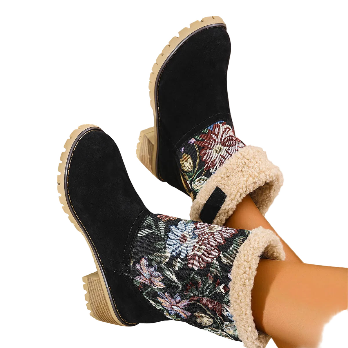 Flowers Embroidered Snow Boots