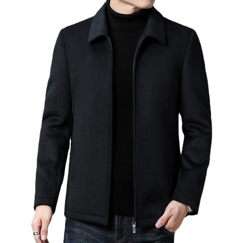 Casual Polo Collar Woolen Jacket