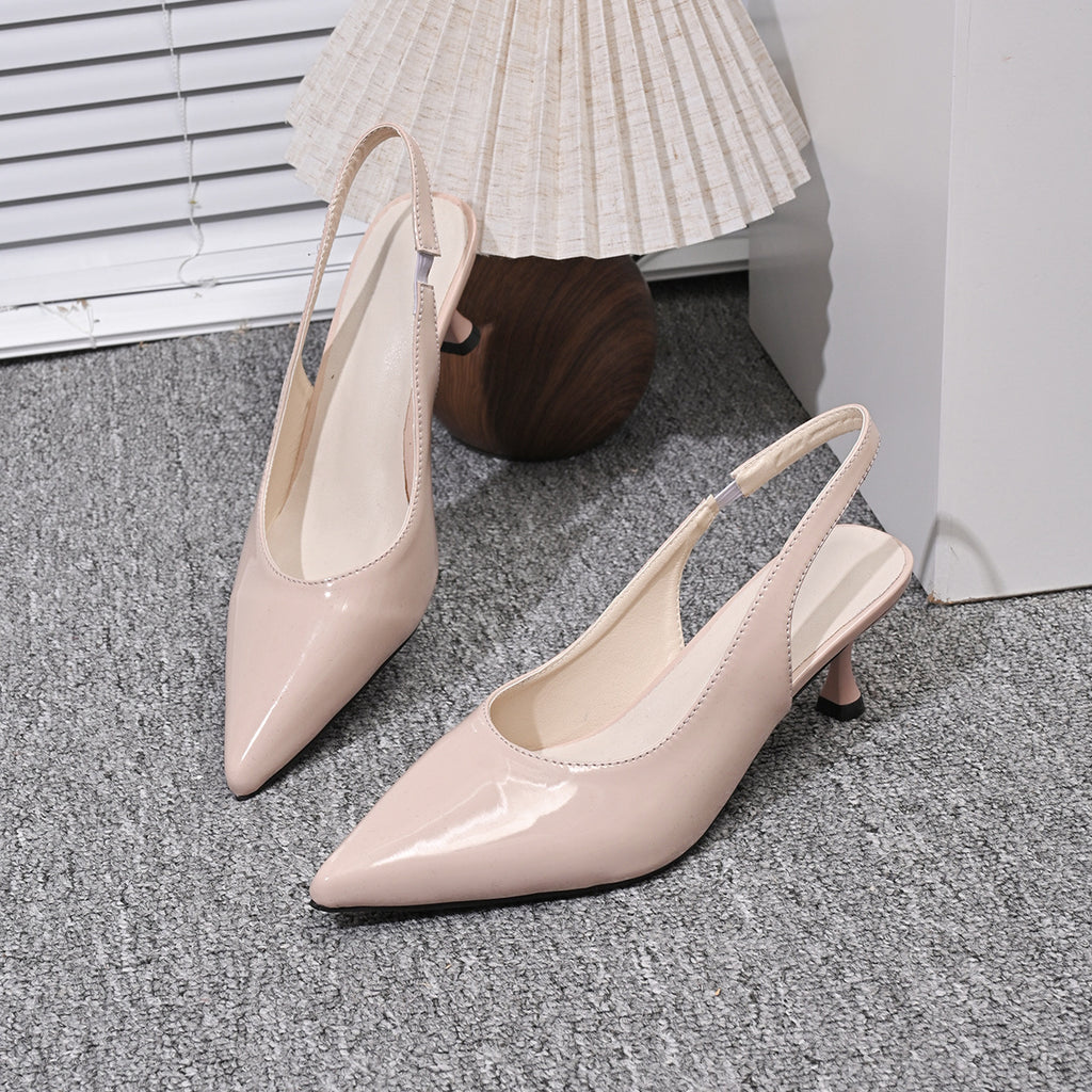 Sexy Patent Leather Women Pointed Toe Stiletto Toe Box Sandals