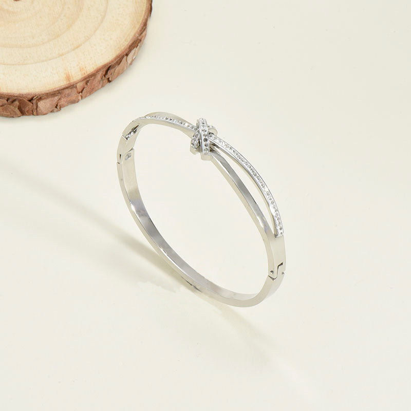 Titanium Steel Bracelet Korean Style Real Gold Plated 18K Gold Diamond Geometric Simple Stainless Steel