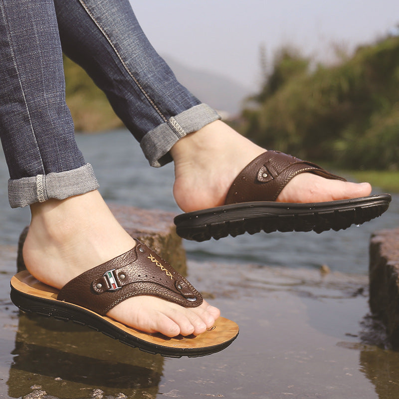 Leather Flip-flops With Soft Soles
