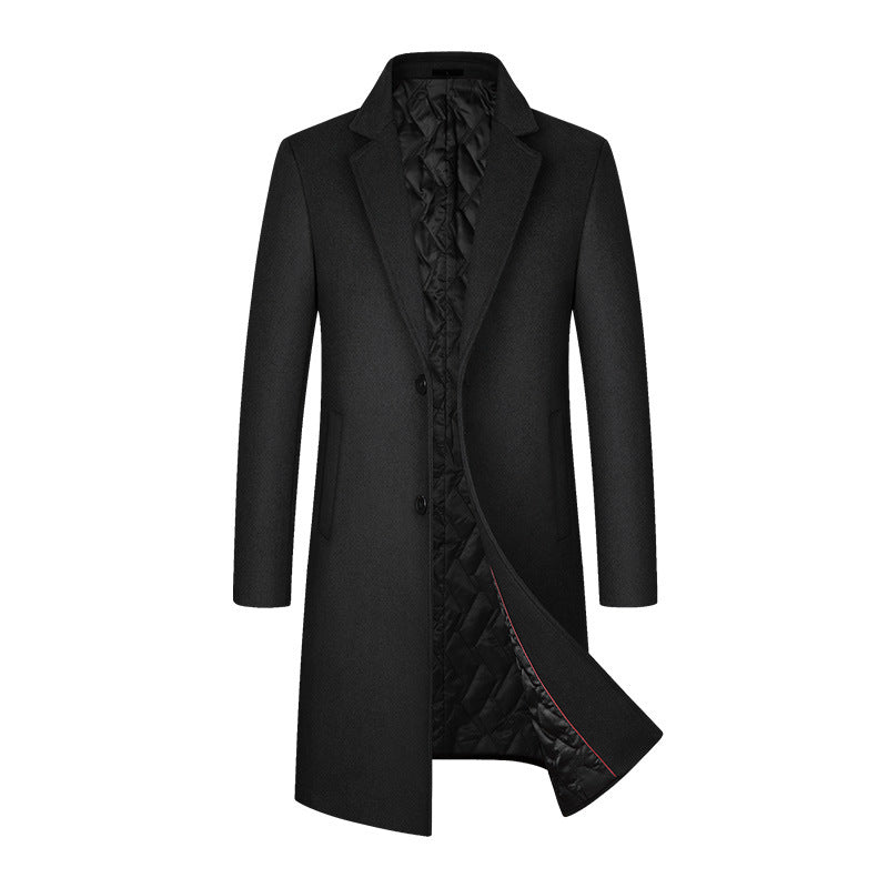 Men's Woolen Overcoat Mid-length Cotton-padded And Thickened