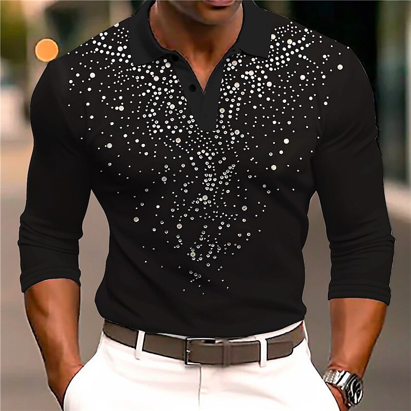 Men's Casual Printed 3D Polo Shirt