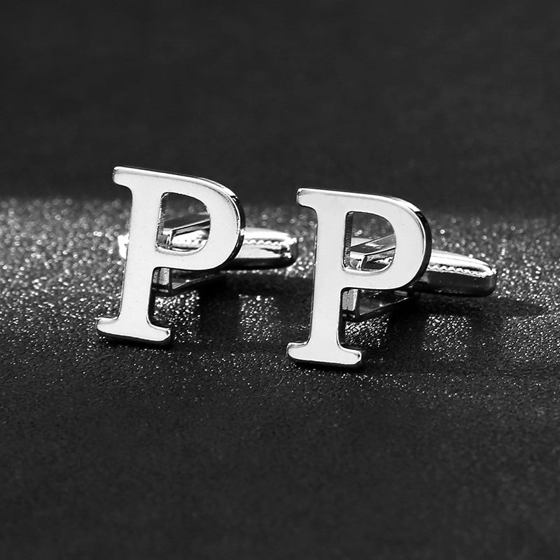 English alphabet cufflinks cuff nails men's French buttons
