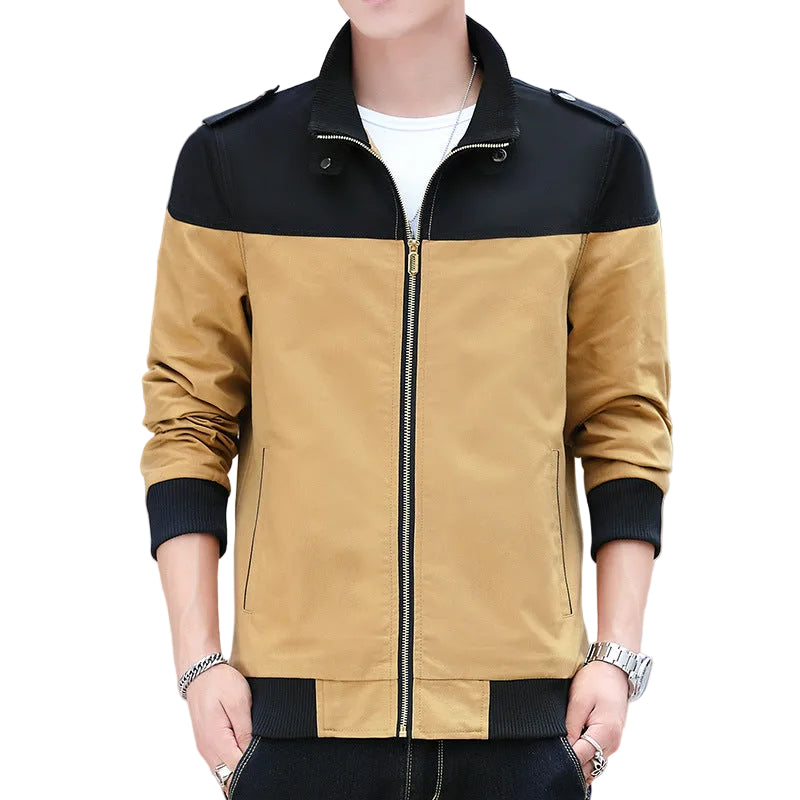 Men's Color Stitching Stand-collar Jacket