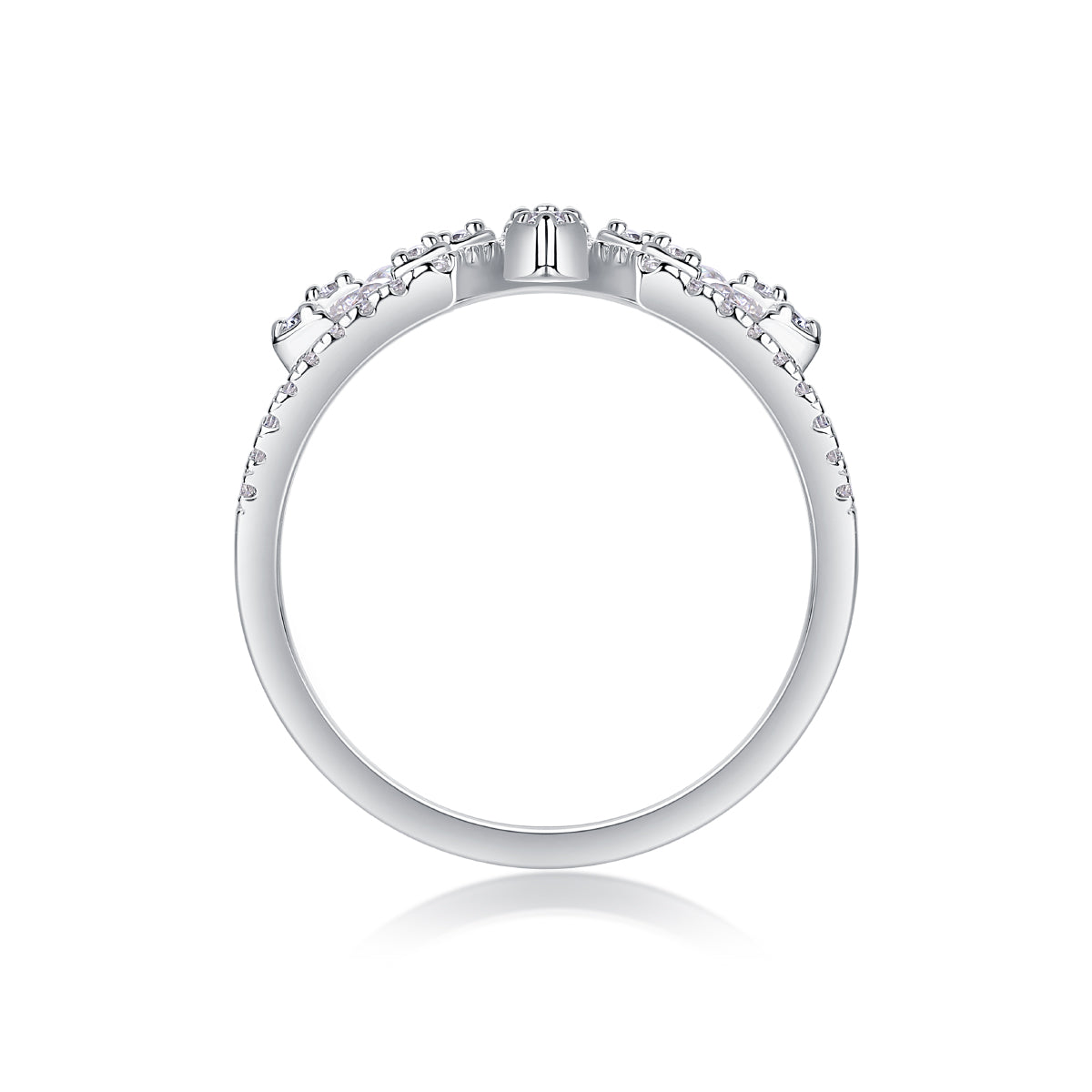 Silent Flower - A Wedding Ring Set With Top-quality Moissanite S925 Silver And Platinum-plated Diamond. The Ring Can Be Inspected With A Diamond Pen