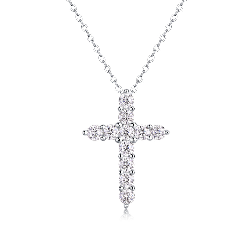Faith - A Fashionable And Trendy Necklace Pendant Set With Top-quality Moissanite S925 Silver And Platinum-plated Gold Can Be Tested With A Diamond Pen In Gold Rose Gold