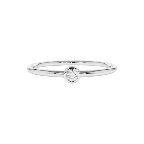 Regular Bazel setting 14K Solid Gold Diamond Fashion Ring for Her