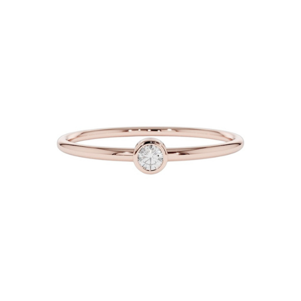 Regular Bazel setting 14K Solid Gold Diamond Fashion Ring for Her
